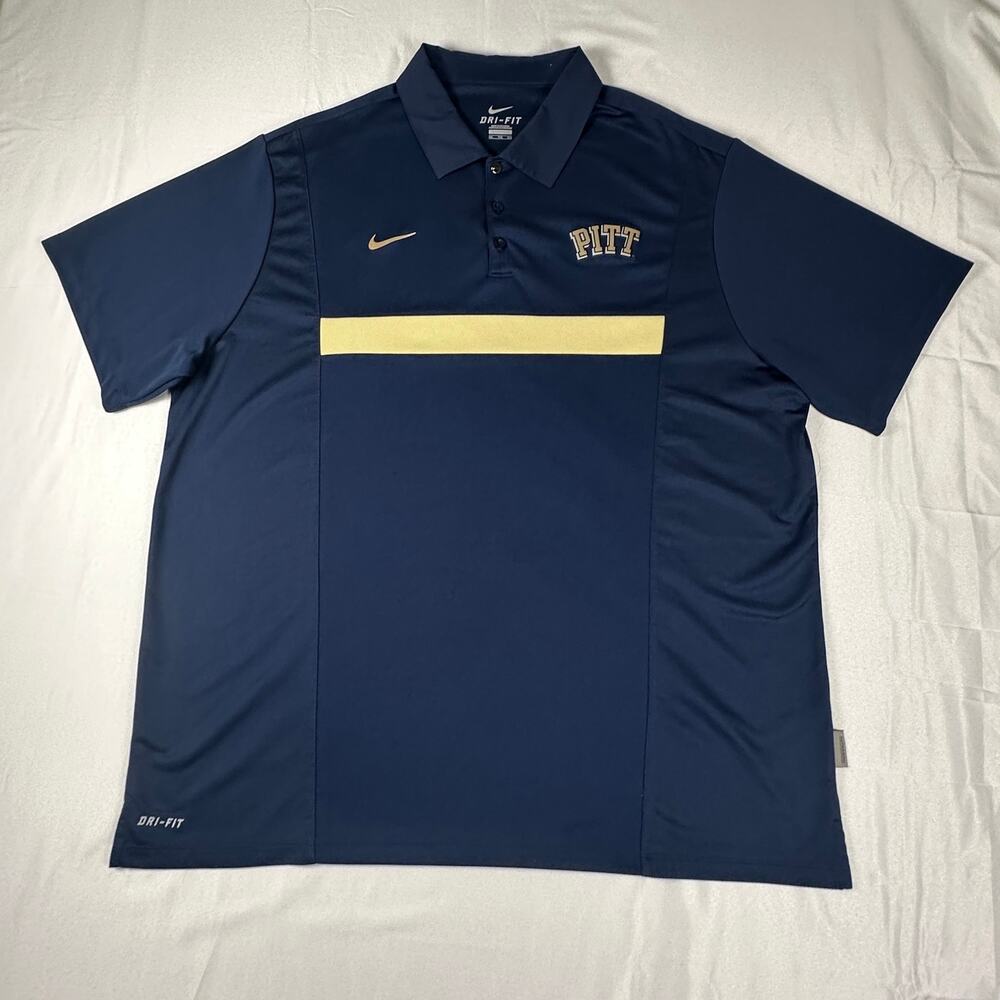 Nike Dri Fit Pitt Panters Polo Shirt XXL Blue NCAA